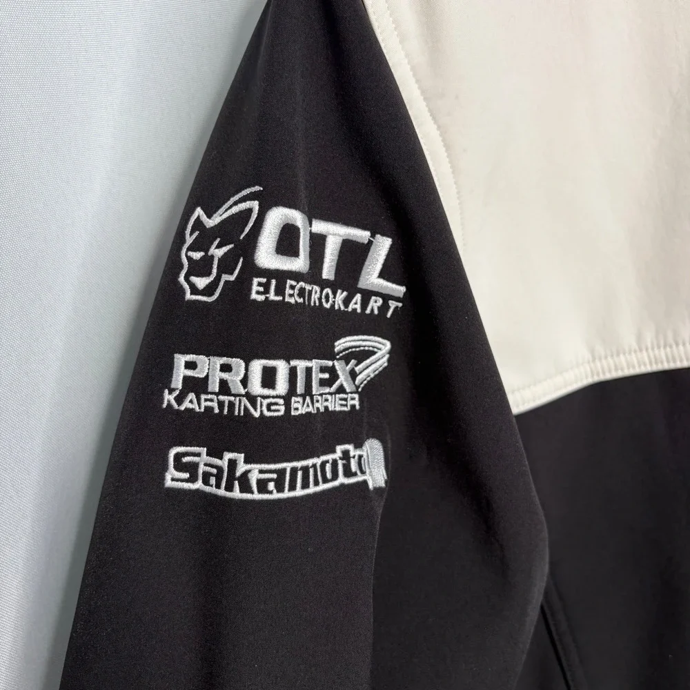 K1 Speed Racing Men Medium Softshell Jacket Black White Embroidered Sponsor Logo